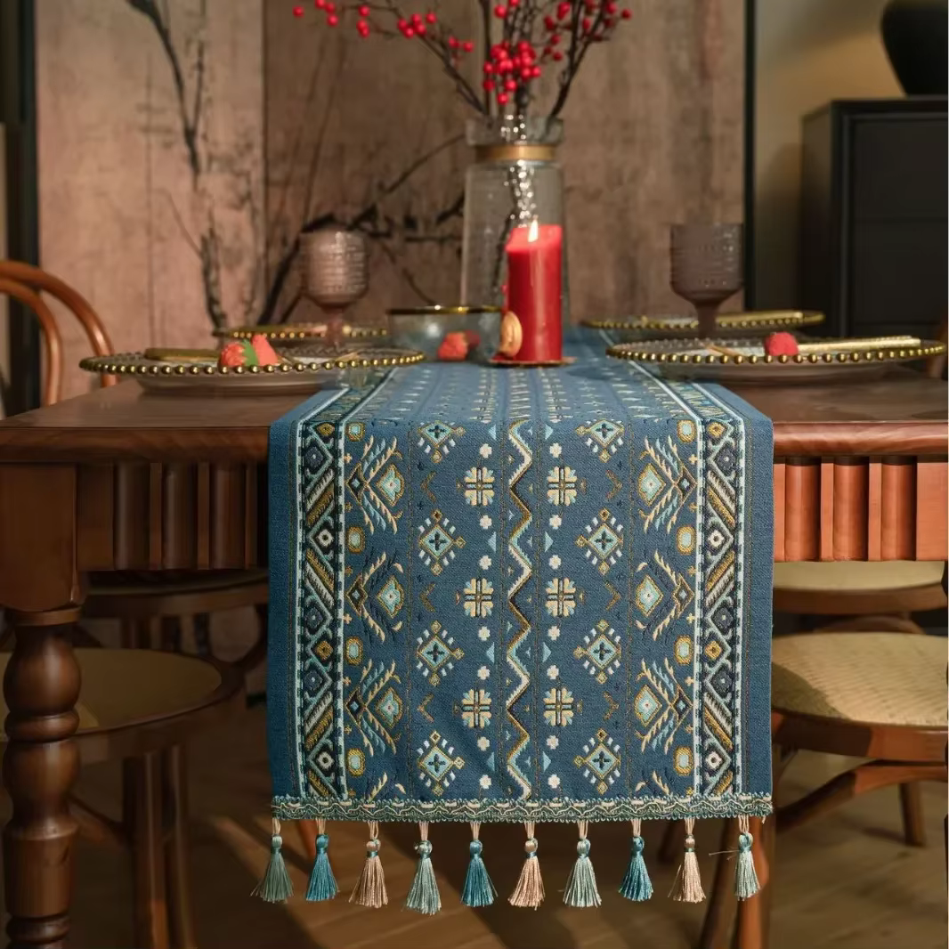Floral Tassel Table Runner