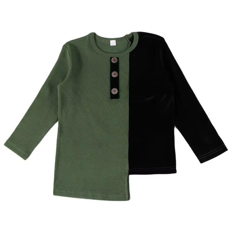 Black Ribbed Kids' Long-Sleeve Top from Bloom Family Fashion on AliExpress