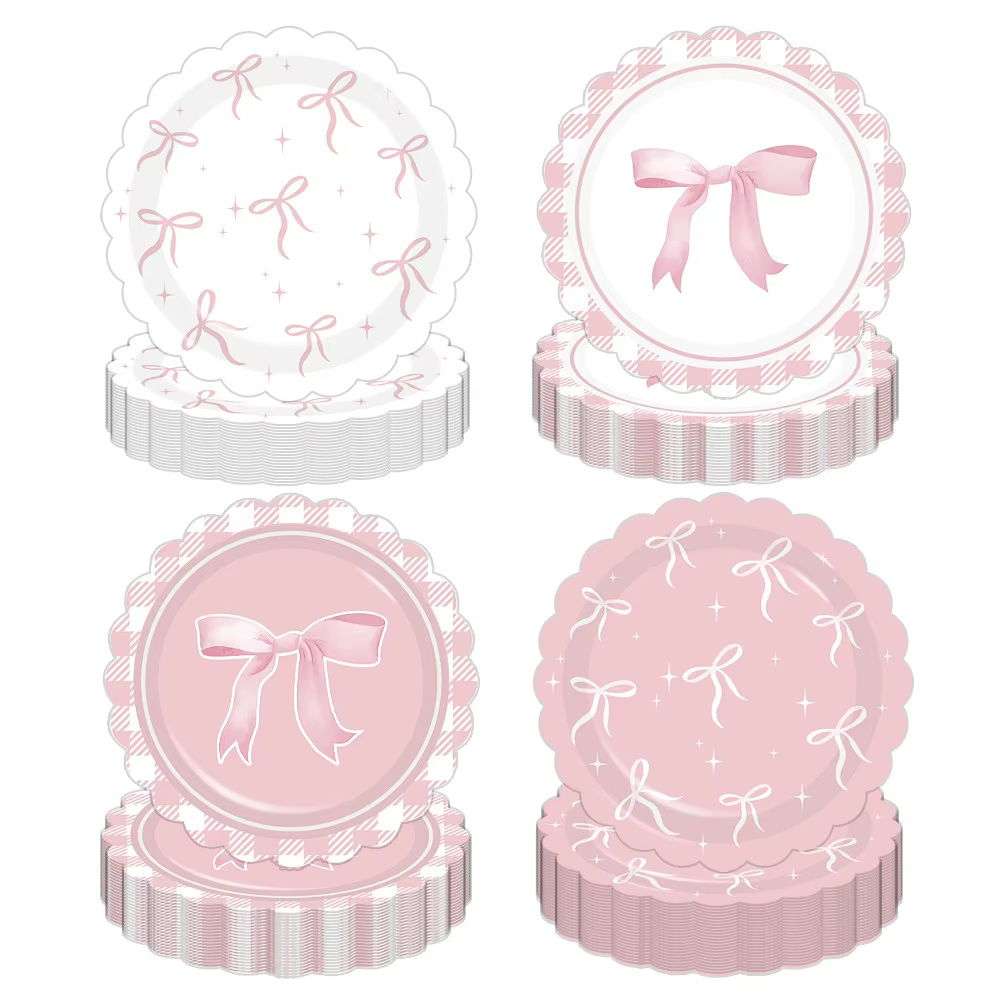 Pink Bow Party Plates Set – Lilvelle birthday finds