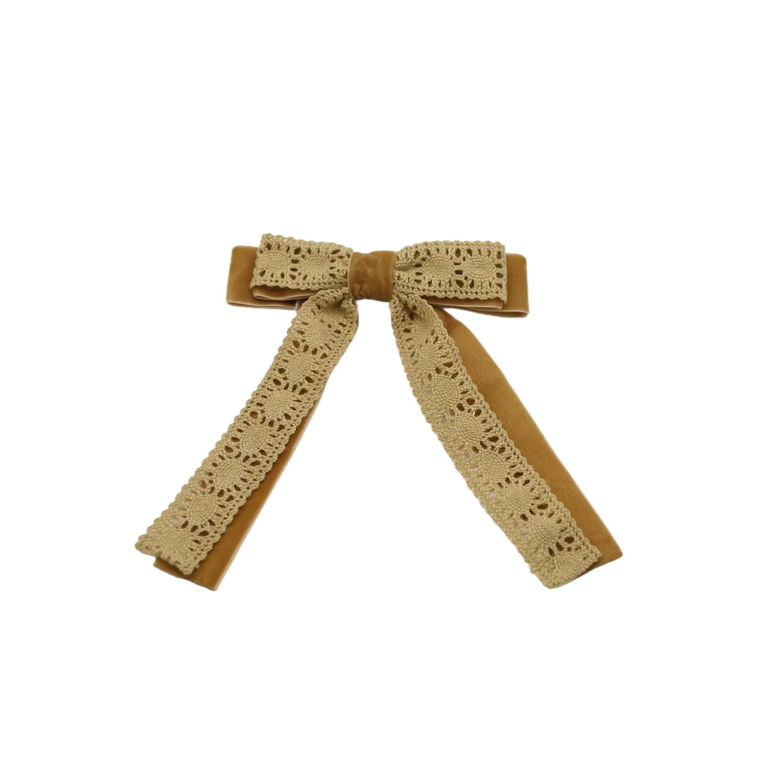 Lace Velvet Bow Headband Medium Hair Clip