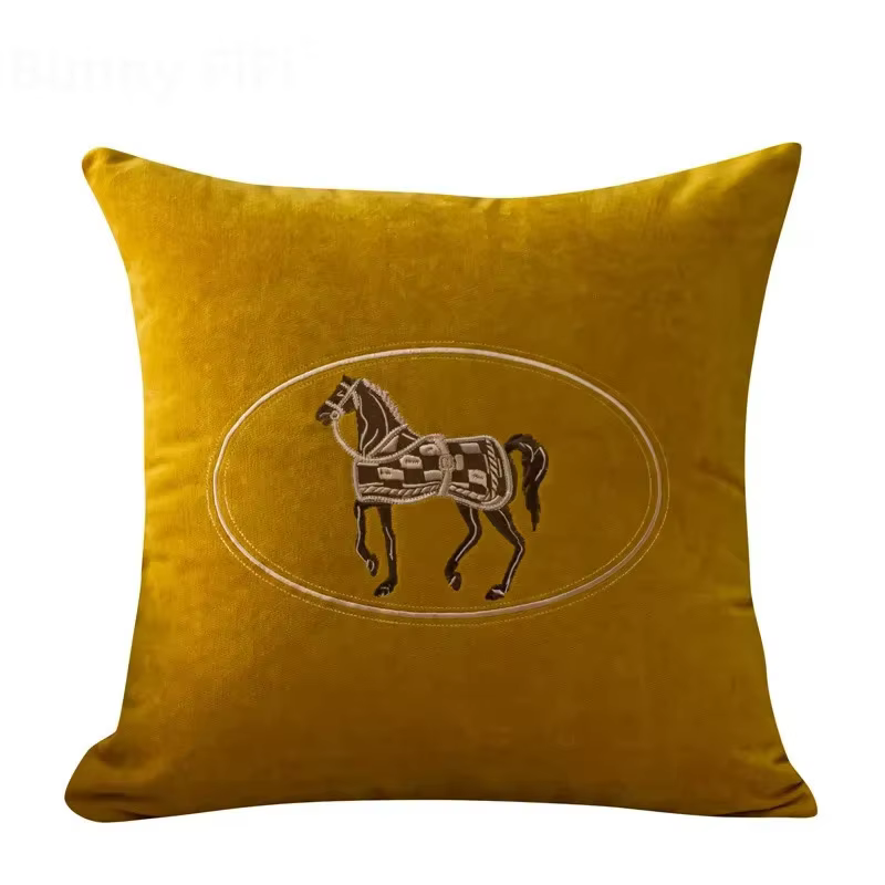 Embroidered Horse Cushion Cover