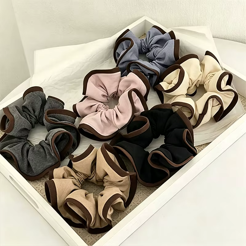 Elegant Double-Color Cloth Scrunchie Hair Tie Elastic Hair Band