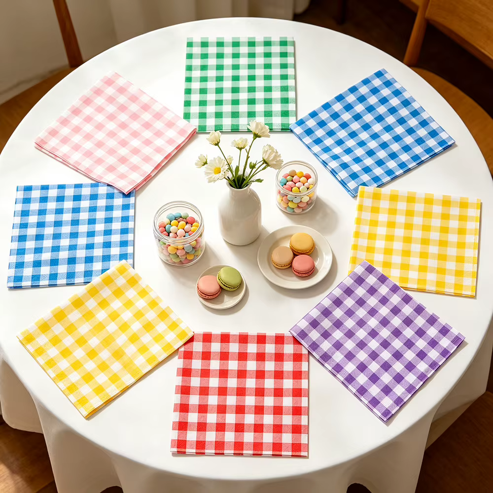 Gingham paper napkins