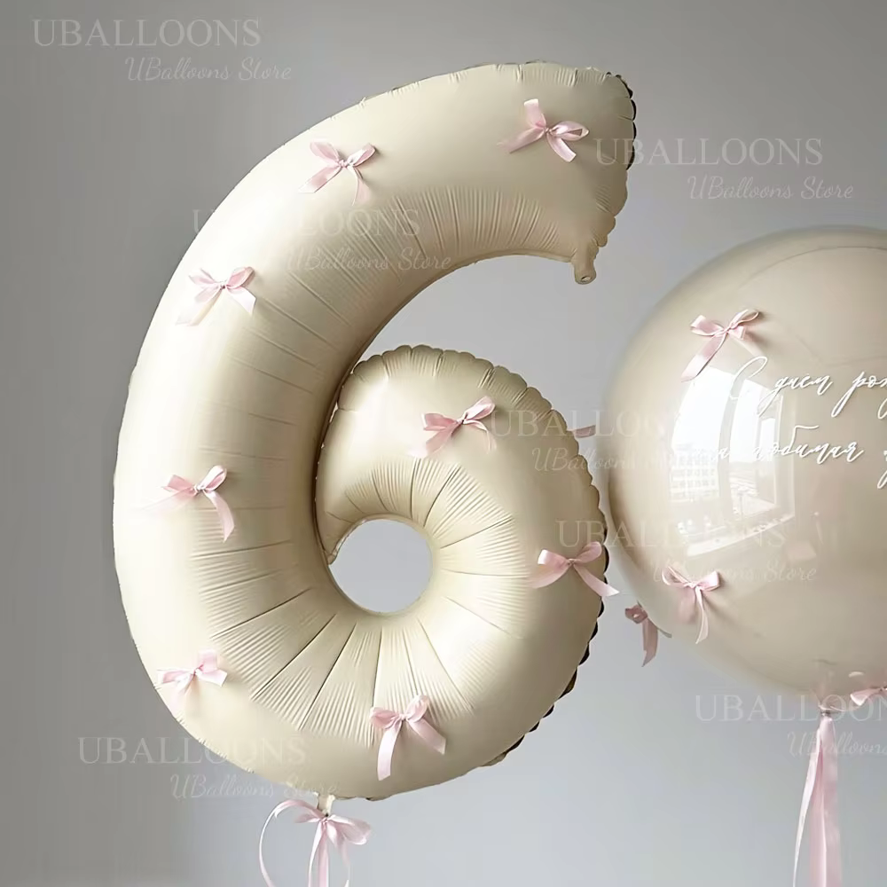 Pink Bow Number Foil Balloons – Lilvelle birthday finds