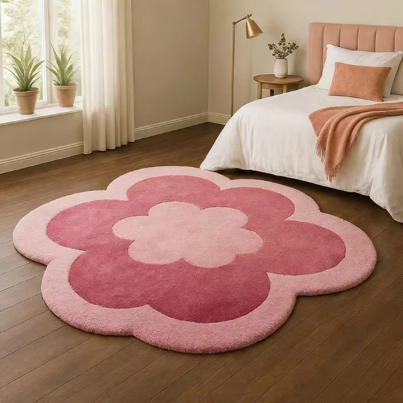 Flower-Shaped Plush Rug