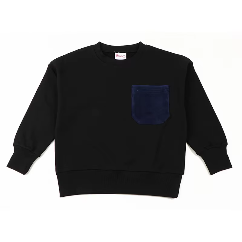 Black & Blue Corduroy Pocket Kids' Sweater from Bloom Family Fashion on AliExpress