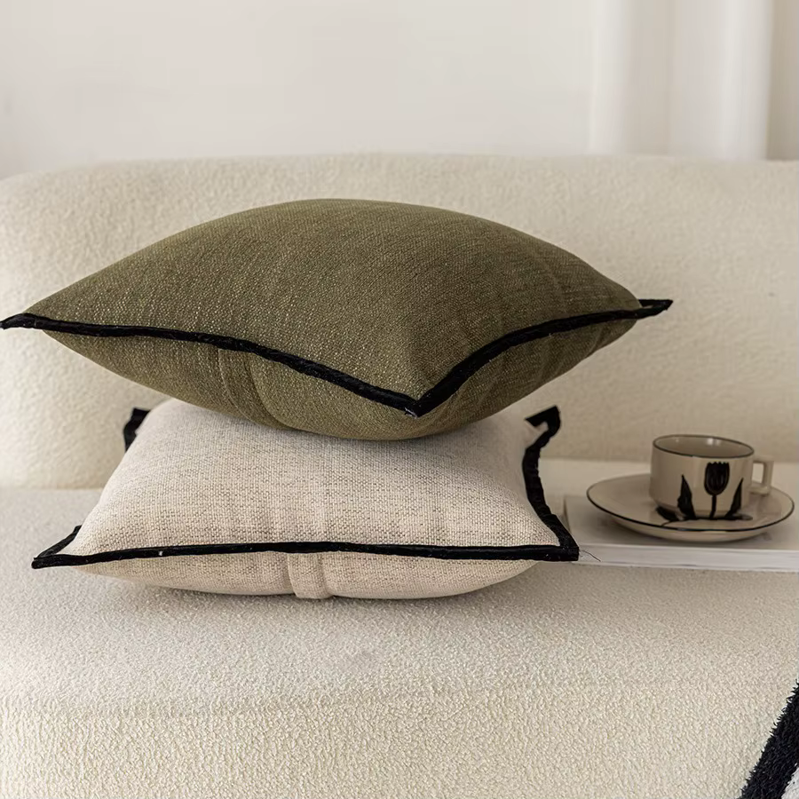French-Style Bordered Cushion Cover