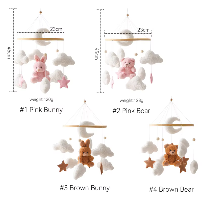 Felt Bear & Clouds Cot Mobile