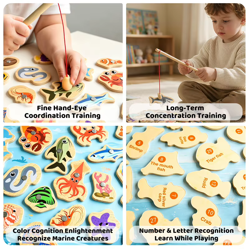 Wooden Magnetic Fishing Game