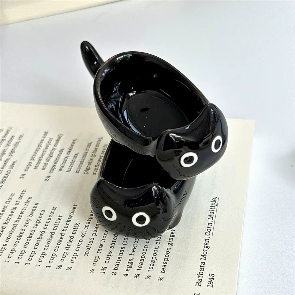 Ceramic Cat-Shaped Mini Dipping Plate Side Dish Small