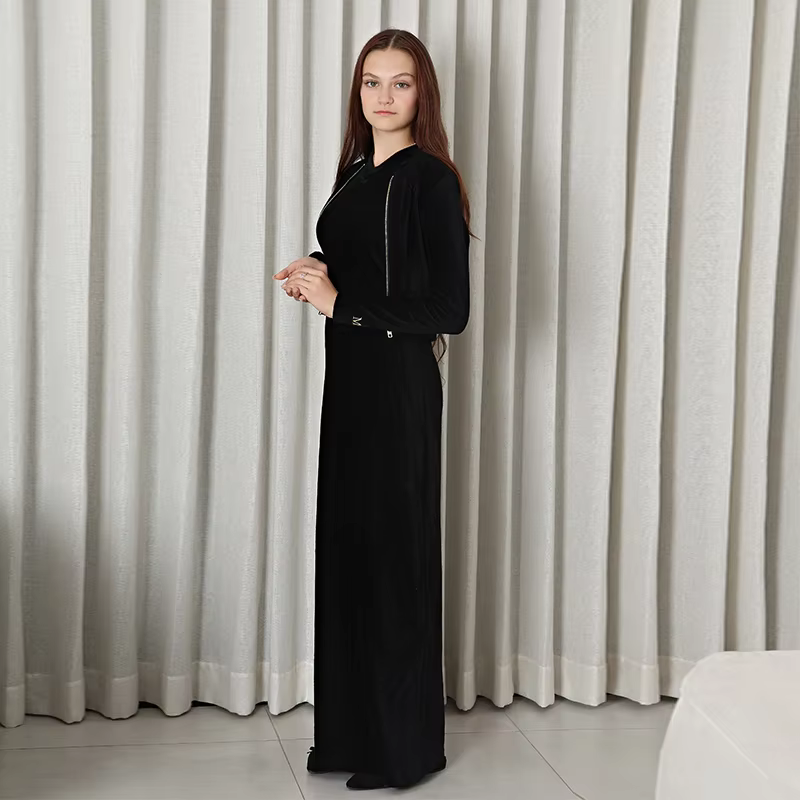 Black & Gold Corduroy Zip-Front Teens' 2-Piece Set from Bloom Family Fashion on AliExpress