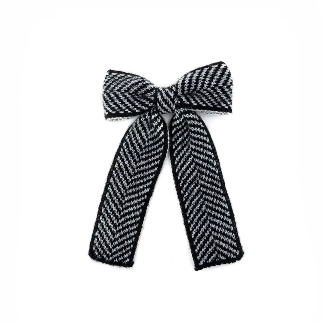 Checkered Knit Headband Large Hair Clip