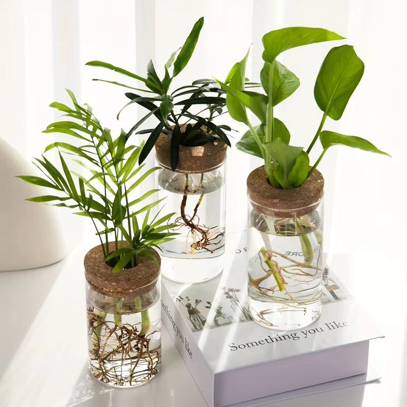 Glass Bud Vase on Wooden Stand