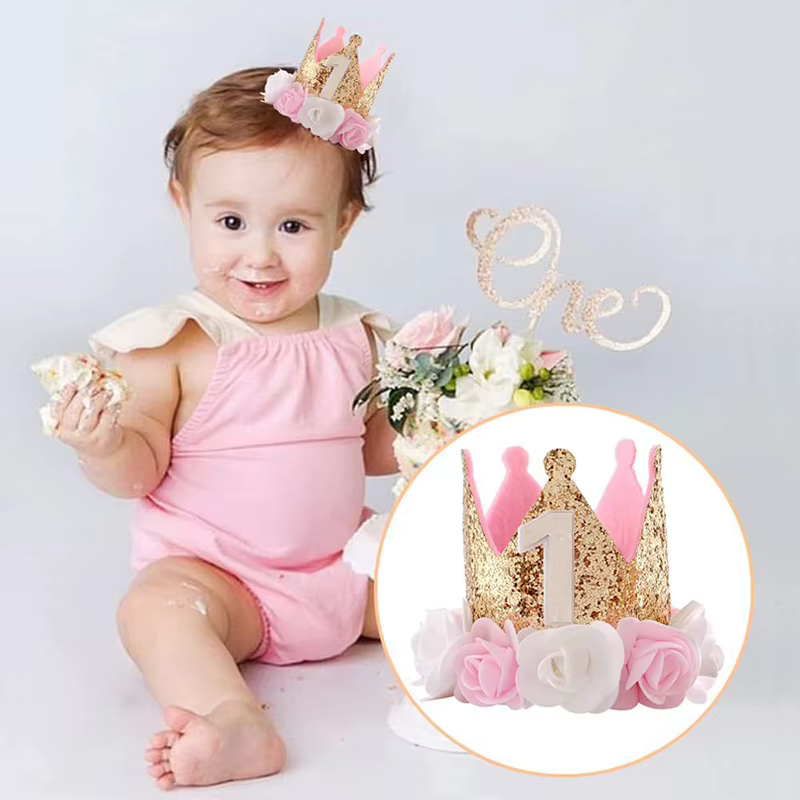 First Birthday Pink Crown Hat
