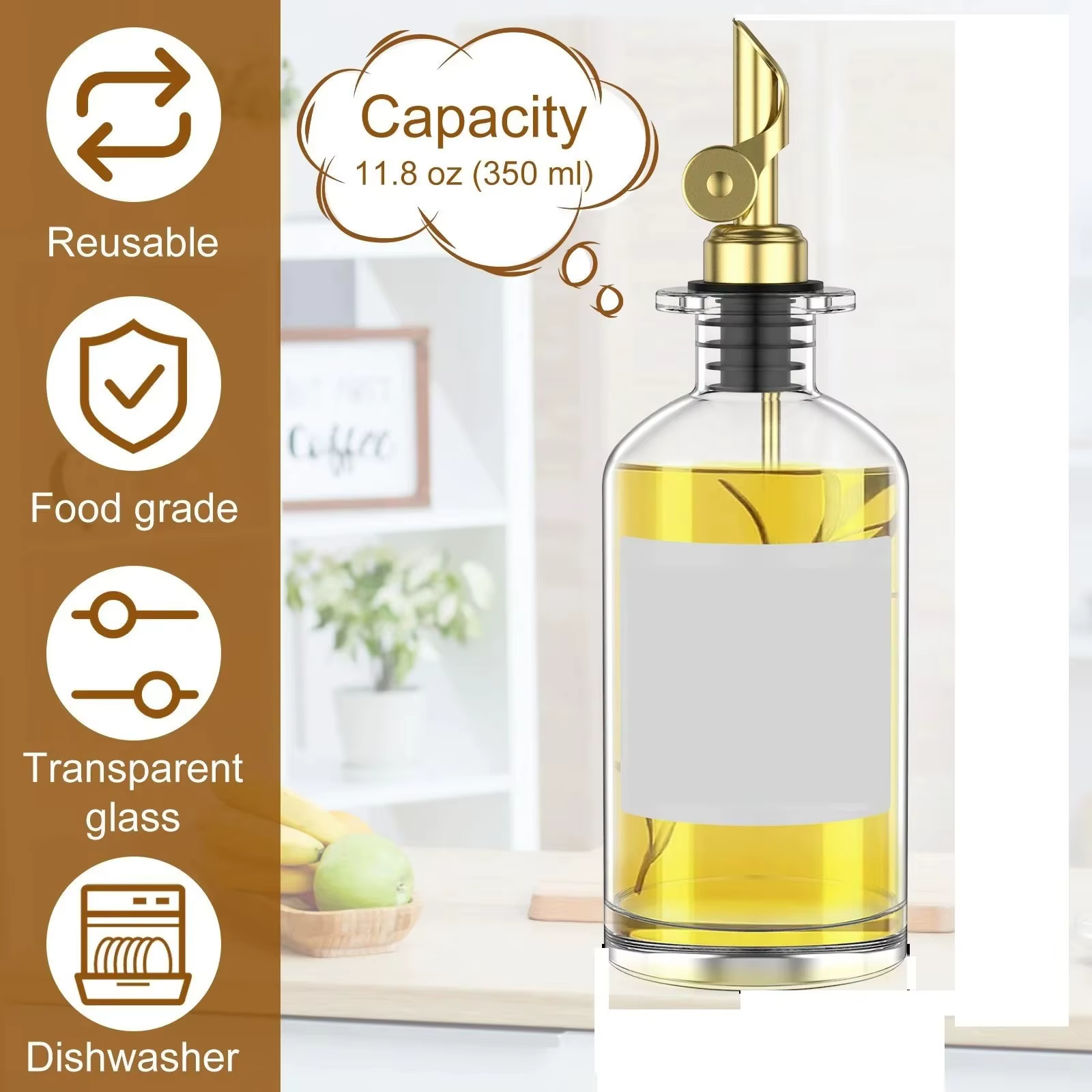 Glass olive-oil pourer bottle