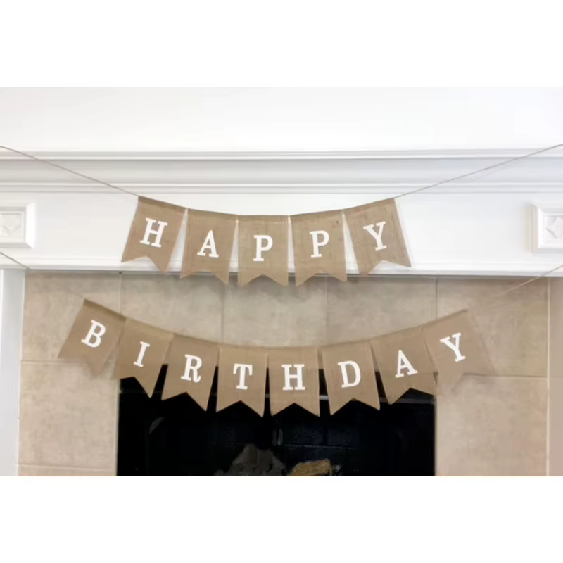White Happy Birthday Banner