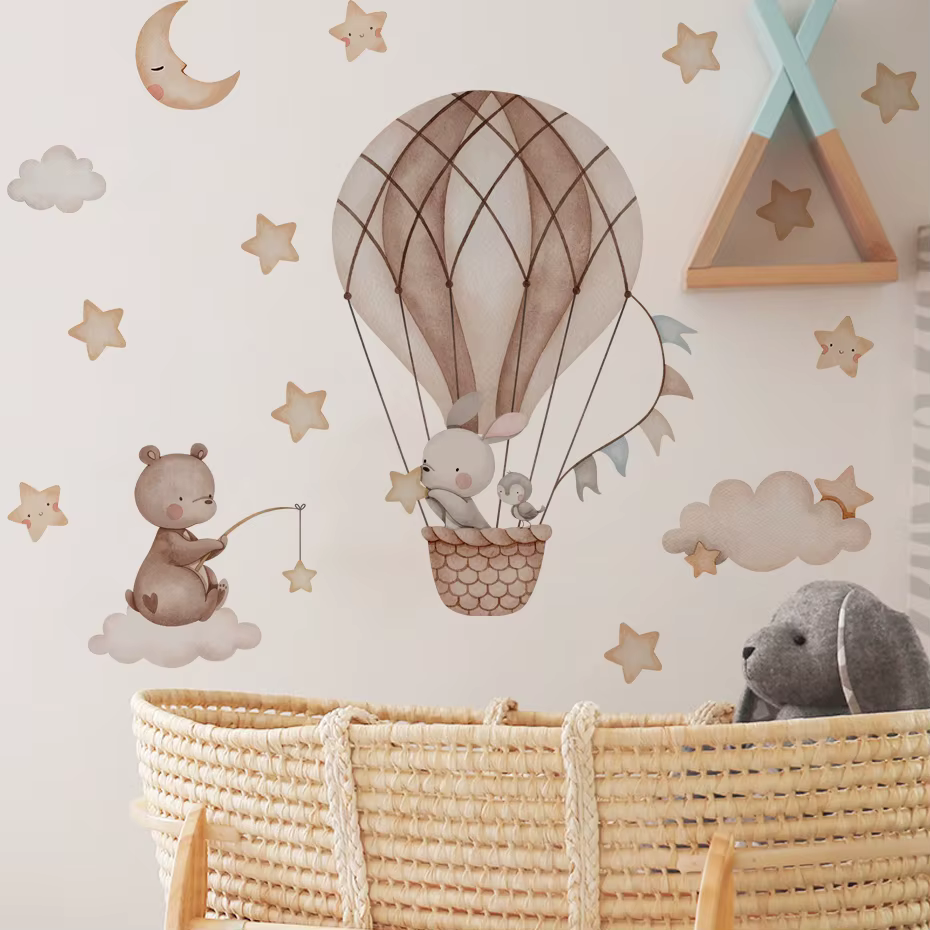 Hot Air Balloon Animal Wall Stickers