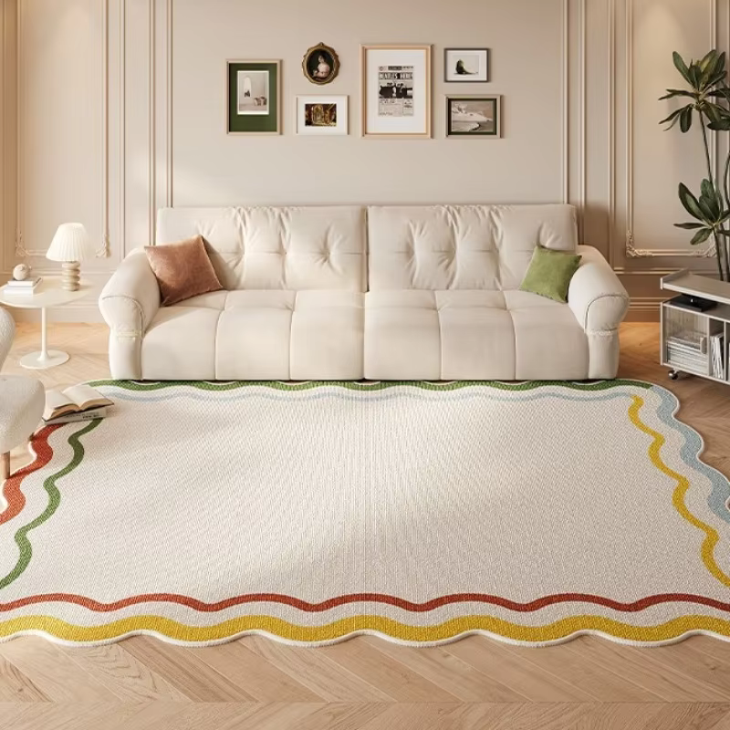 Wavy-Edge Pastel Border Rug