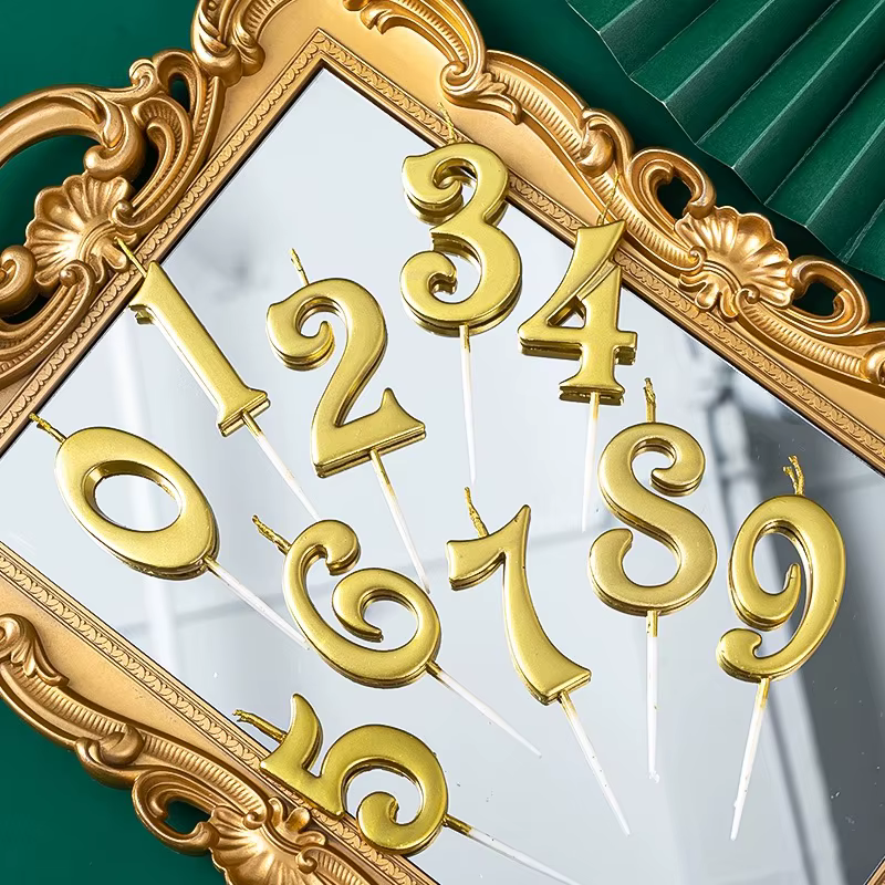 Gold Number Birthday Candle