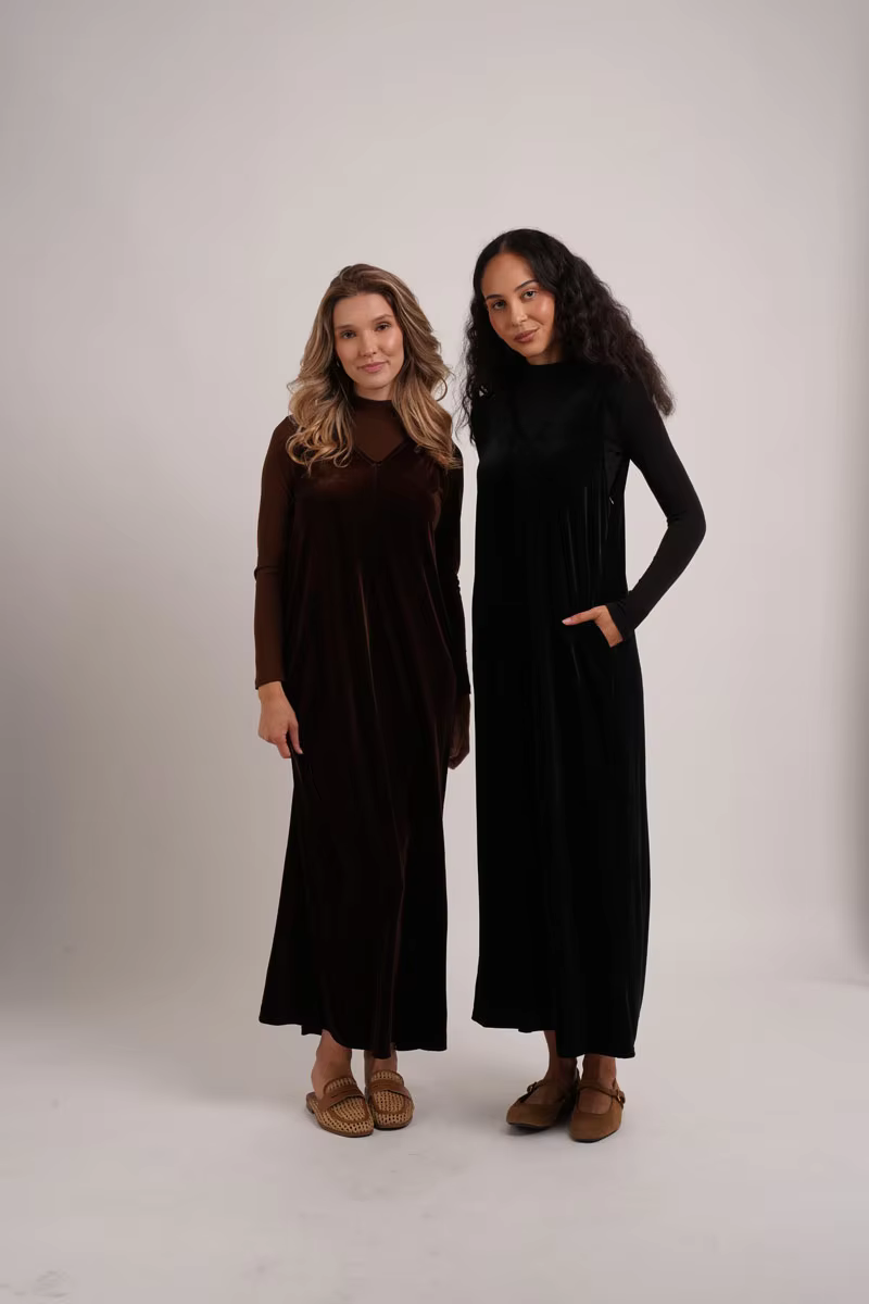 Velvet Jumper Dress with Mock-Neck Top by Ali Specials