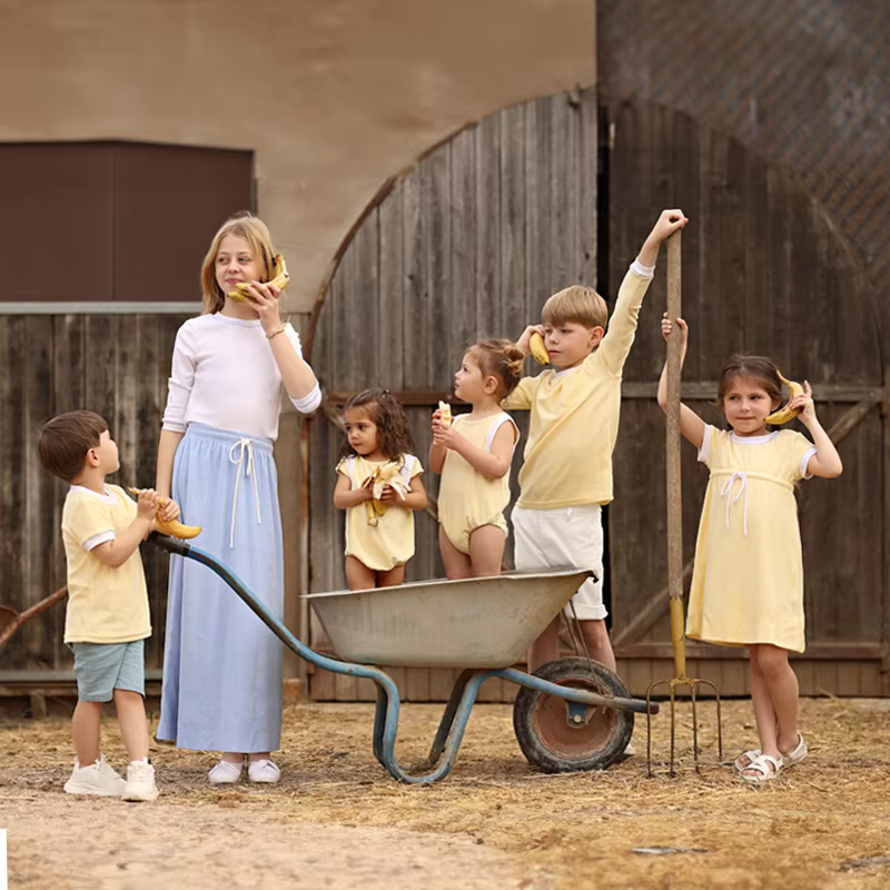 Yellow Terry Family Matching Collection from Bloom Family Fashion on AliExpress