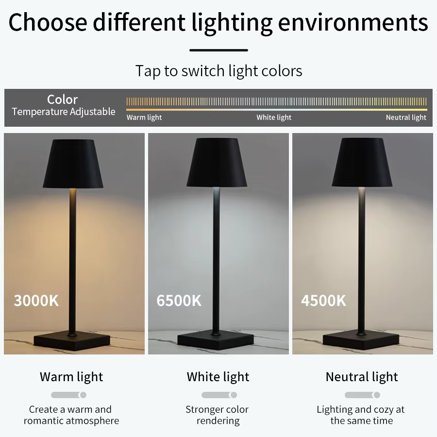 Cordless rechargeable table lamp