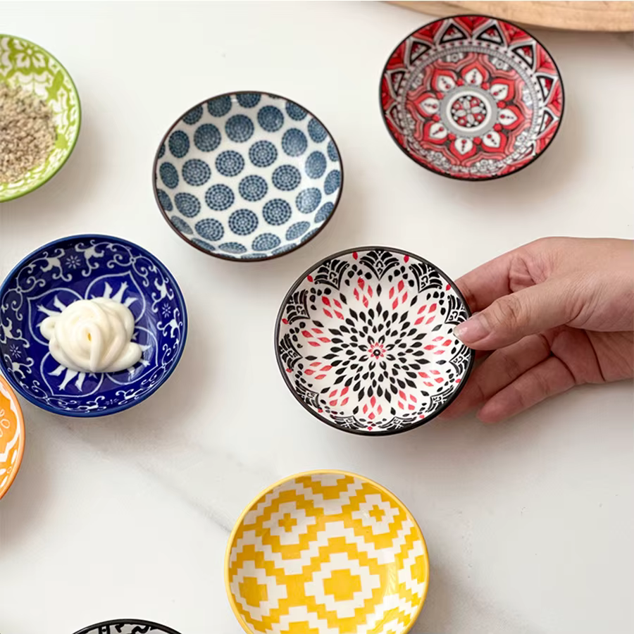 Hand-painted boho sauce dishes