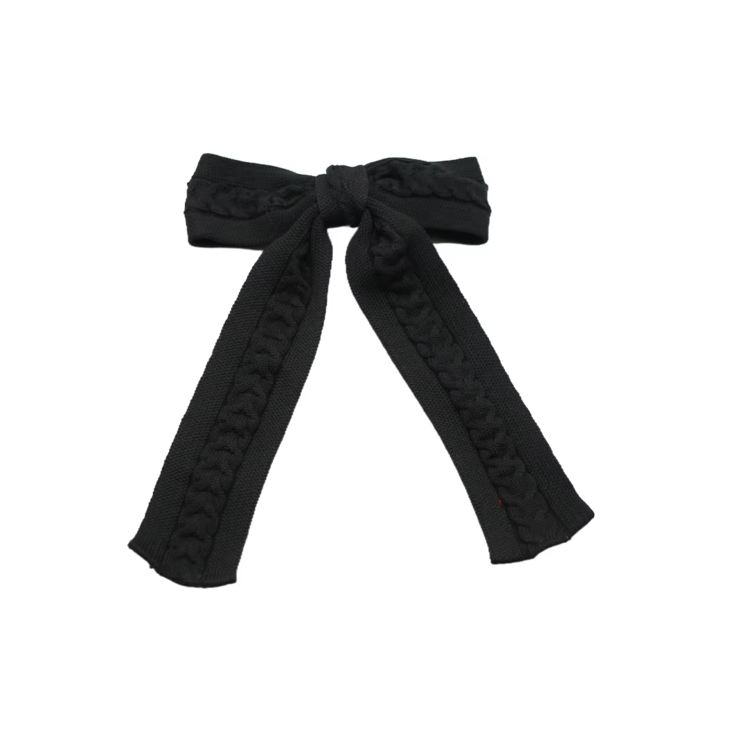 Braided Knit Bow Headband Large Hair Clip