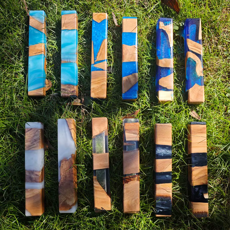 Mini Olive Wood & Resin Mezuzah Case