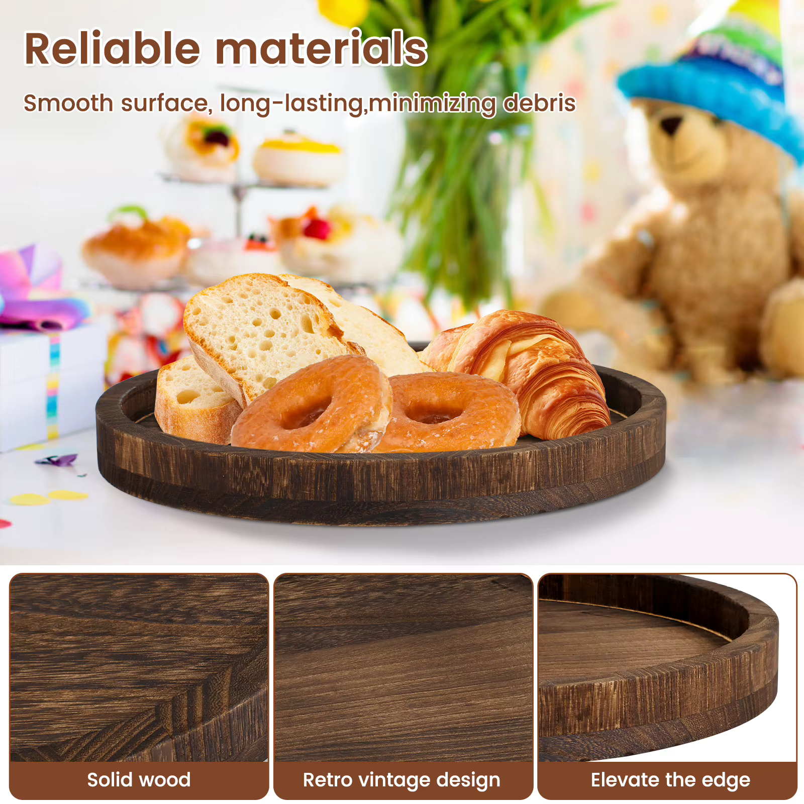 Round Wooden Serving Tray