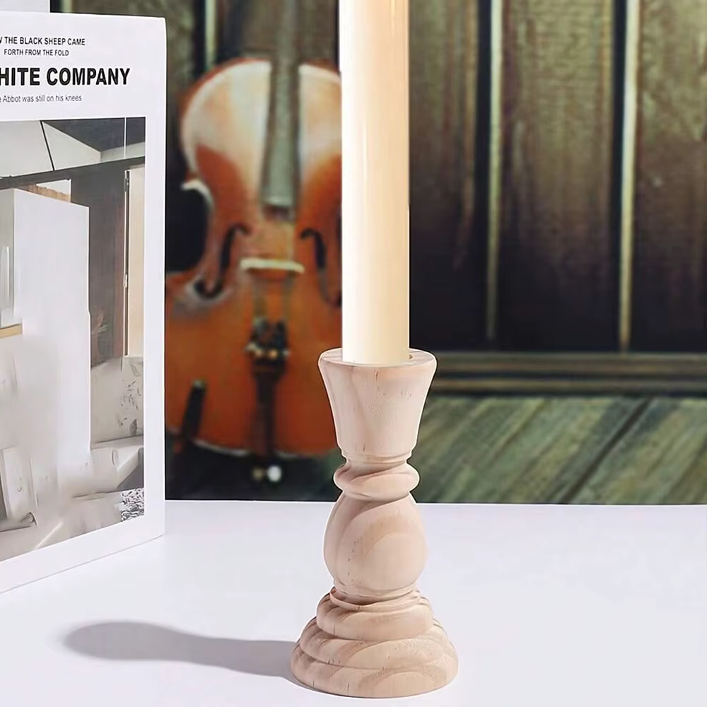 Unfinished Wood Candlestick Holders