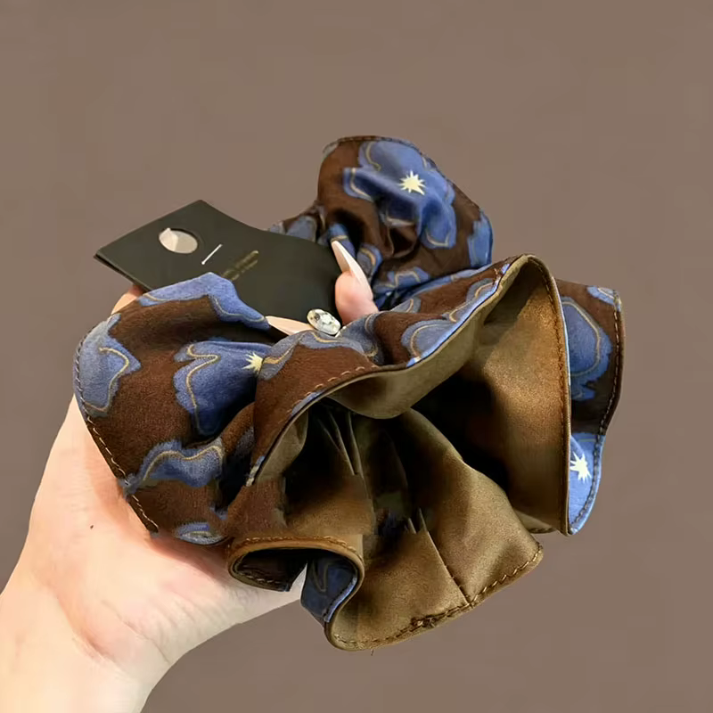 Vintage Print Double-Layer Large Scrunchie Ponytail Hair Band Hair
