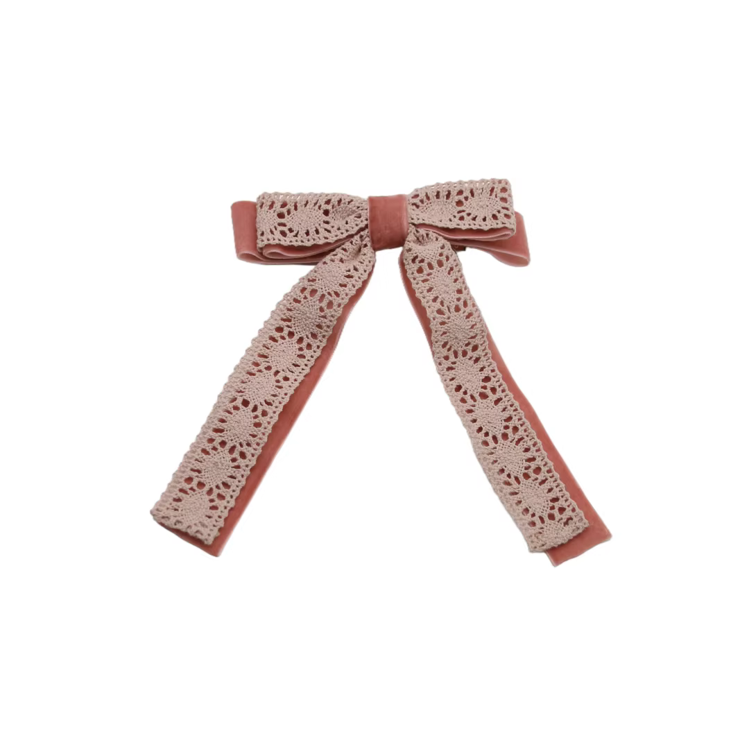 Lace Velvet Bow Headband Medium Hair Clip