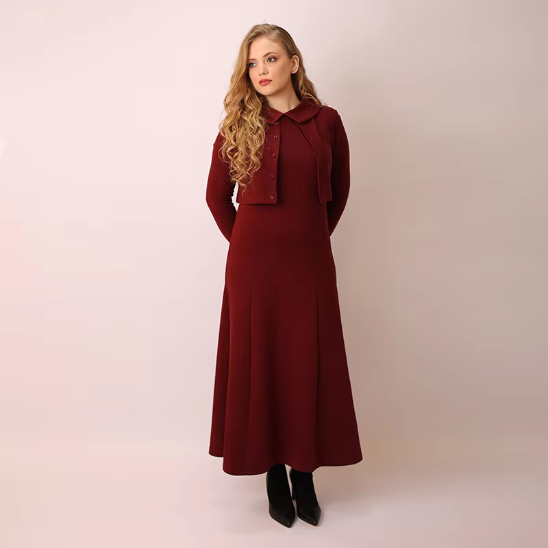 Velour Shabbos Collared Teens' Dress & Cardigan Set from Bloom Family Fashion on AliExpress