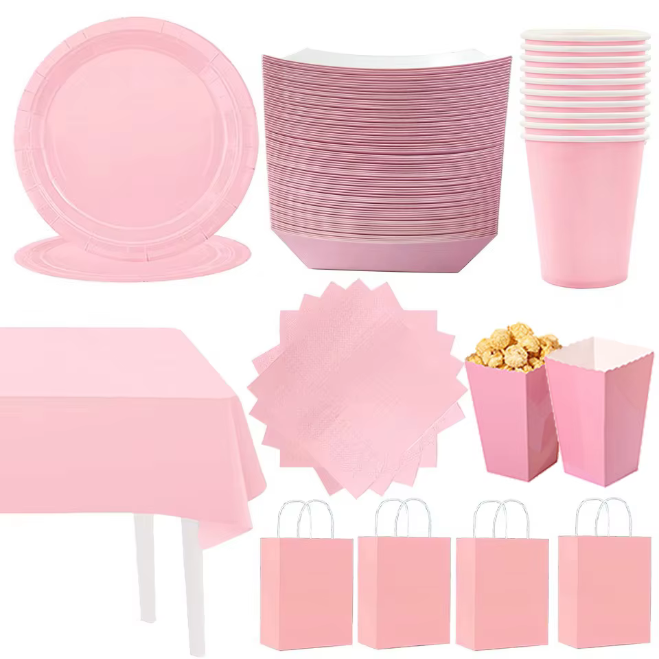 Pink party set with tablecloth – Lilvelle Chanukah party finds