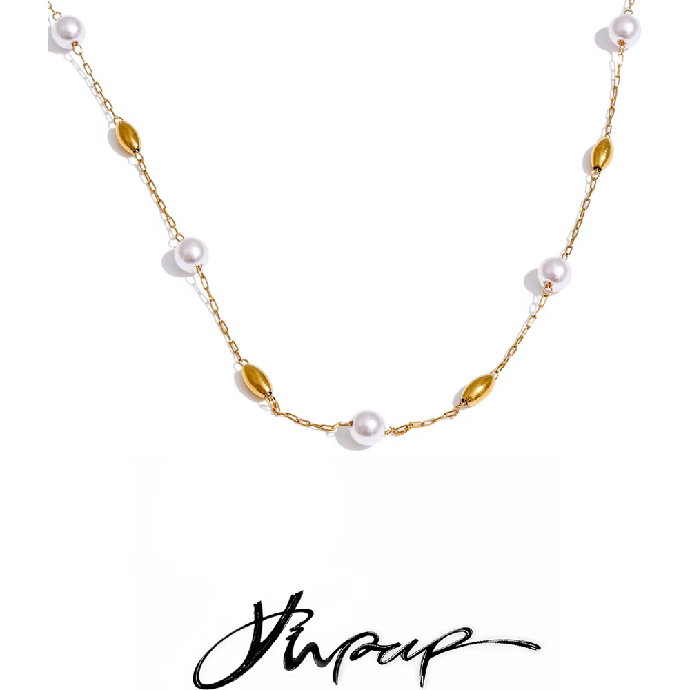 Yhpup Pearl Bead Chain Necklace – Lilvelle jewellery edit