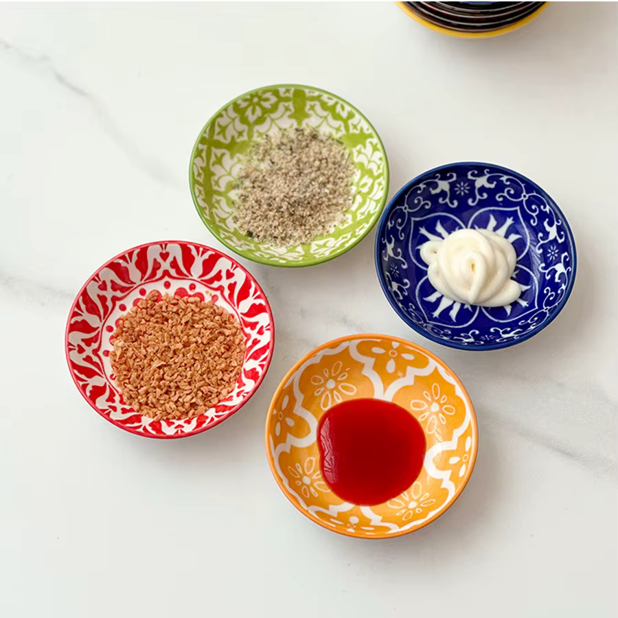 Hand-painted boho sauce dishes