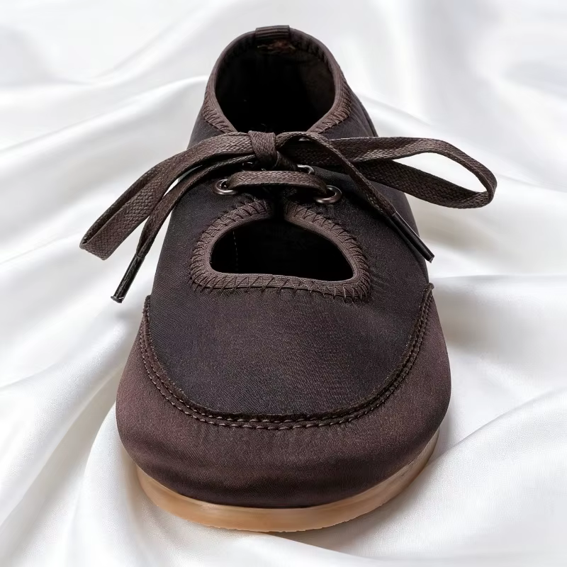 Satin Lace-Up Ballet Flats