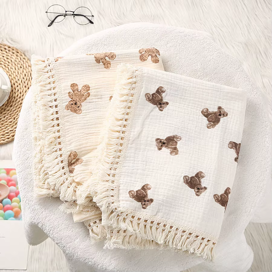 Bear Muslin Baby Blanket