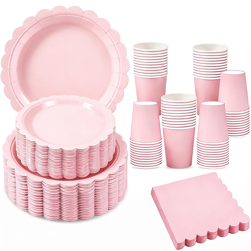 Pink scalloped plates set – Lilvelle Chanukah party finds