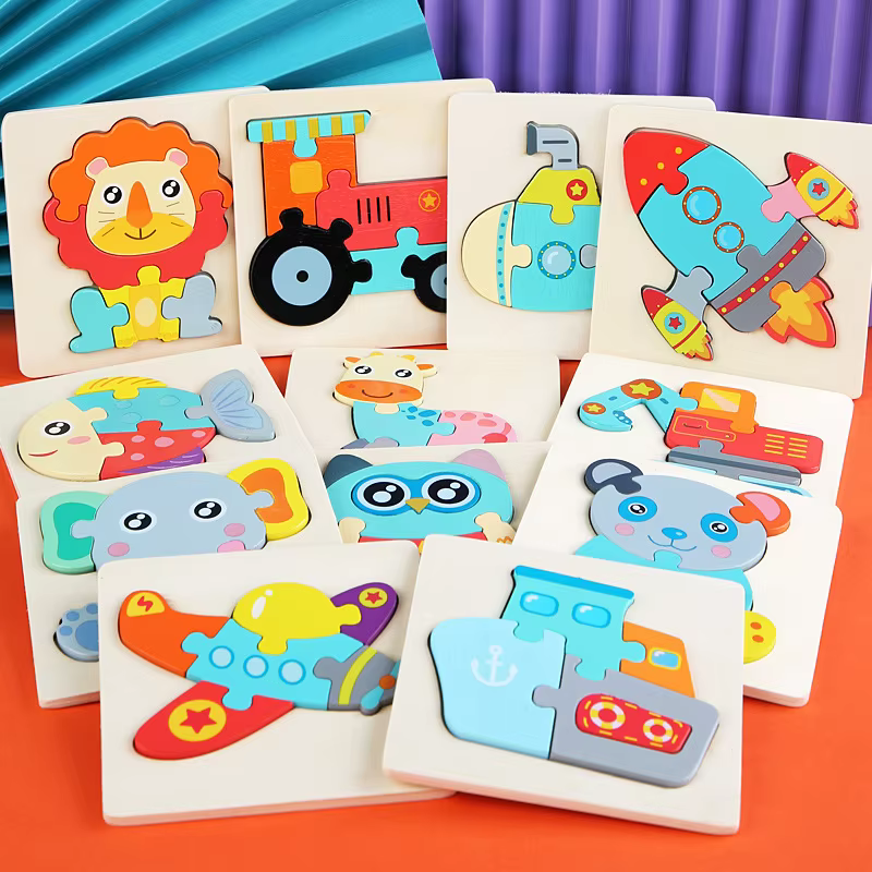 Kids' Wooden Vehicle & Animal Puzzles