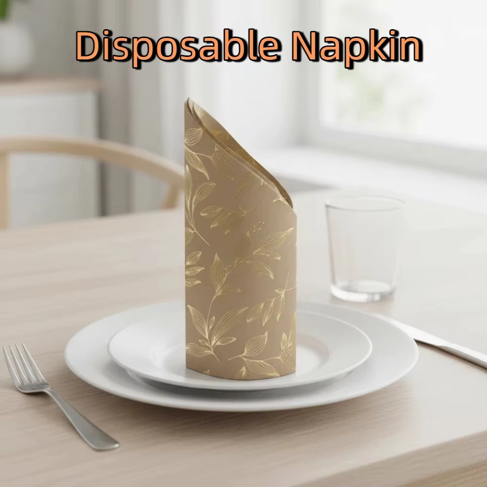 Gold-Foil Leaf Paper Napkins – 40 Pack