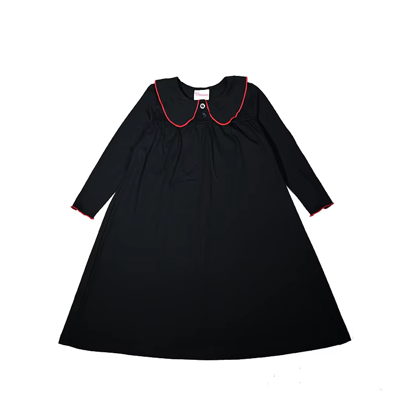 Black & Red Peter Pan Collar Kids' Nightgown from Bloom Family Fashion on AliExpress