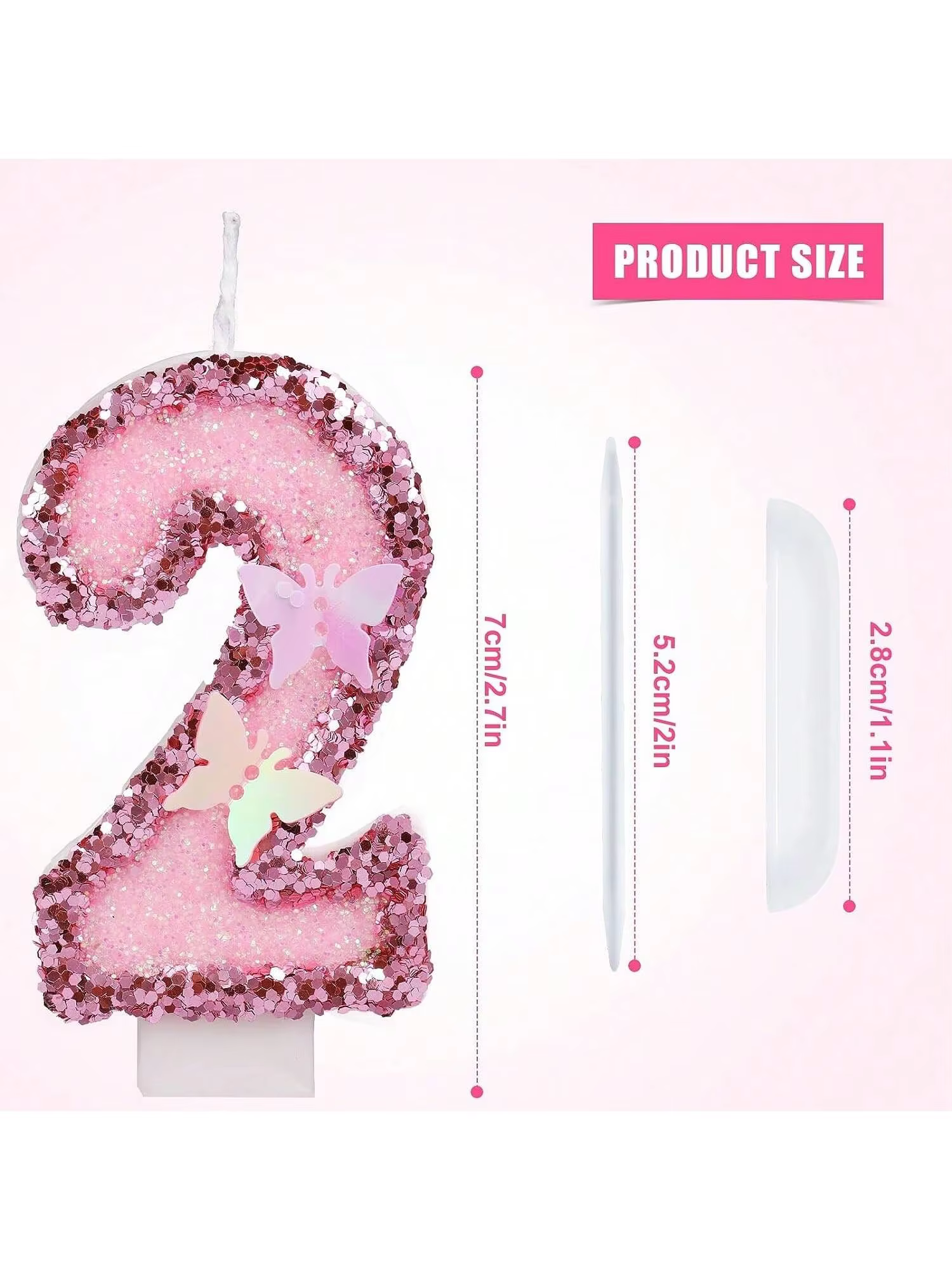 Pink Butterfly Sequin Cake Candles