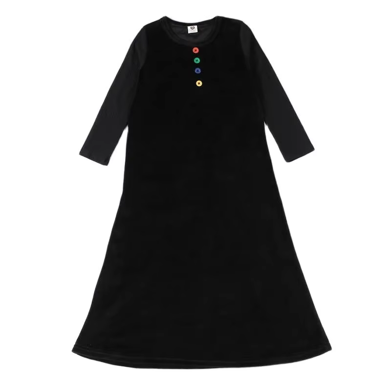 Ribbed Black Velour Girls' Maxi Dress – Style 1 from Bloom Family Fashion on AliExpress