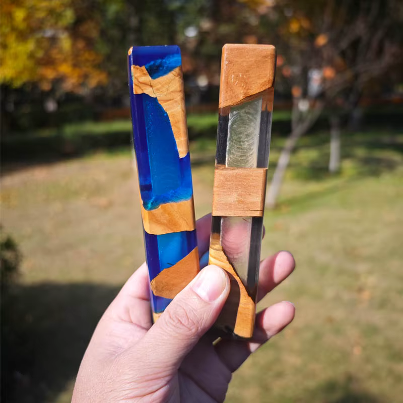 Mini Olive Wood & Resin Mezuzah Case