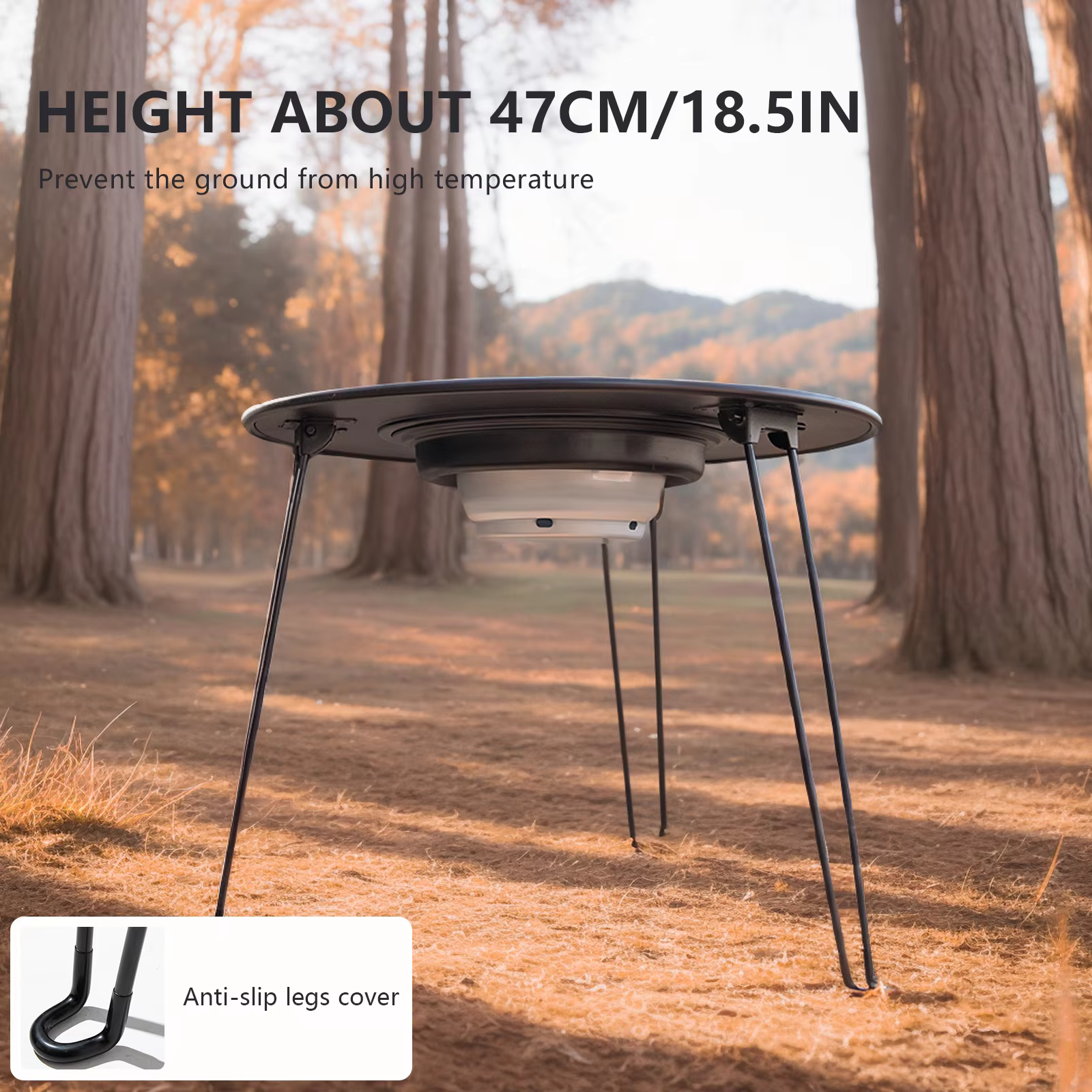 Folding Round Table Charcoal BBQ