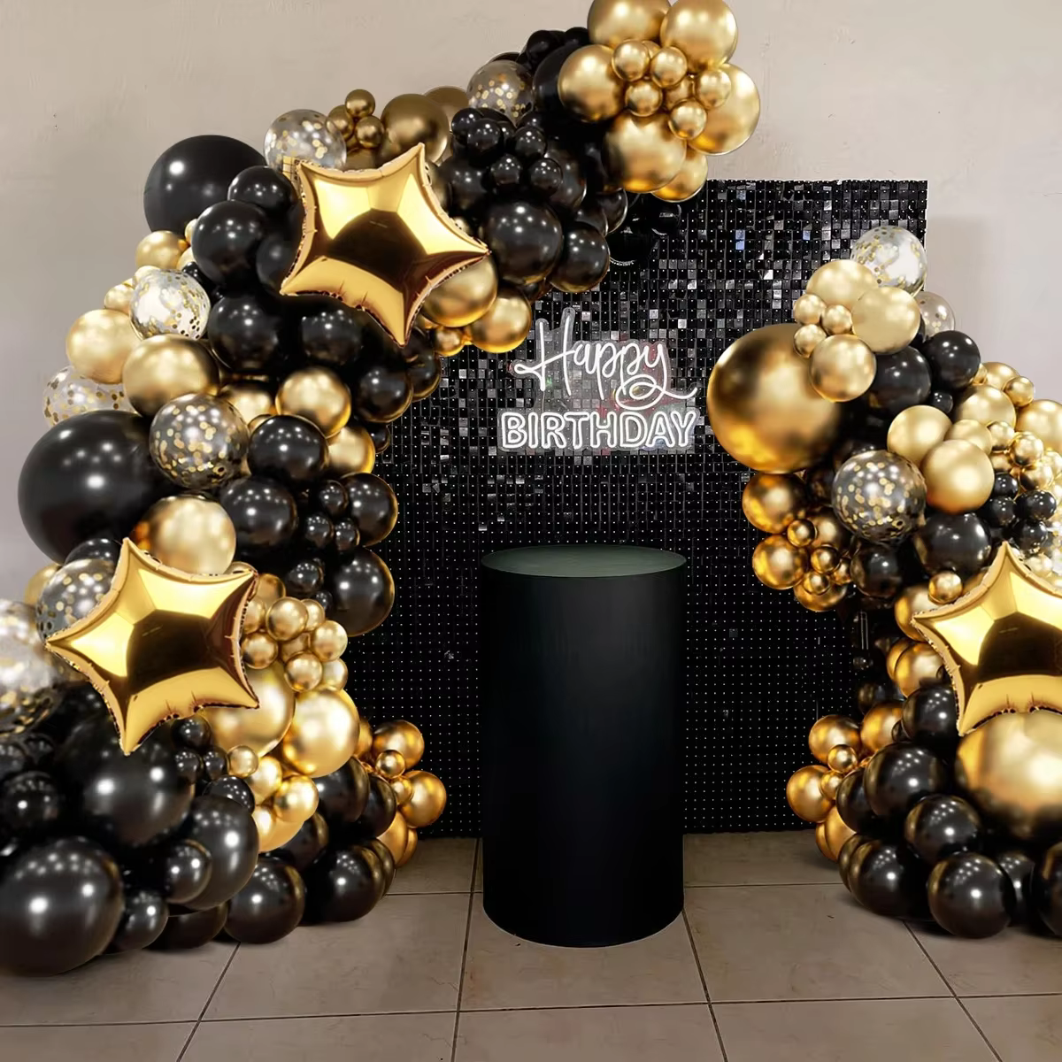 Black Gold Balloon Arch Kit