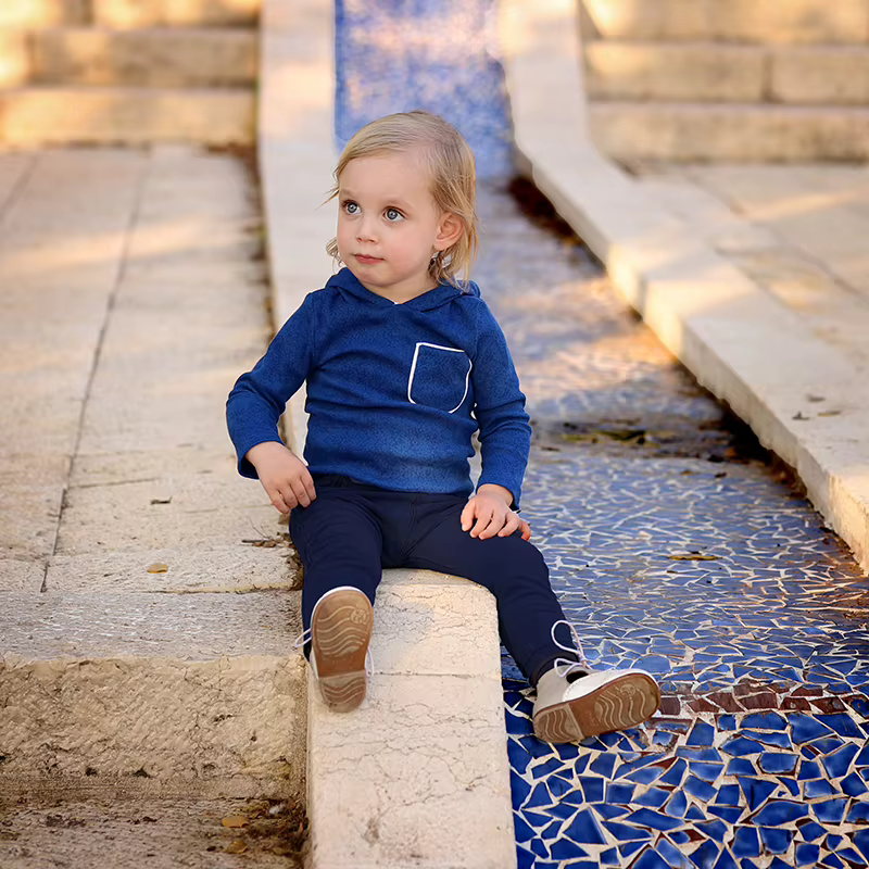 Ribbon-Trim Ribbed Pocket Kids' Long-Sleeve Top from Yibebe on AliExpress