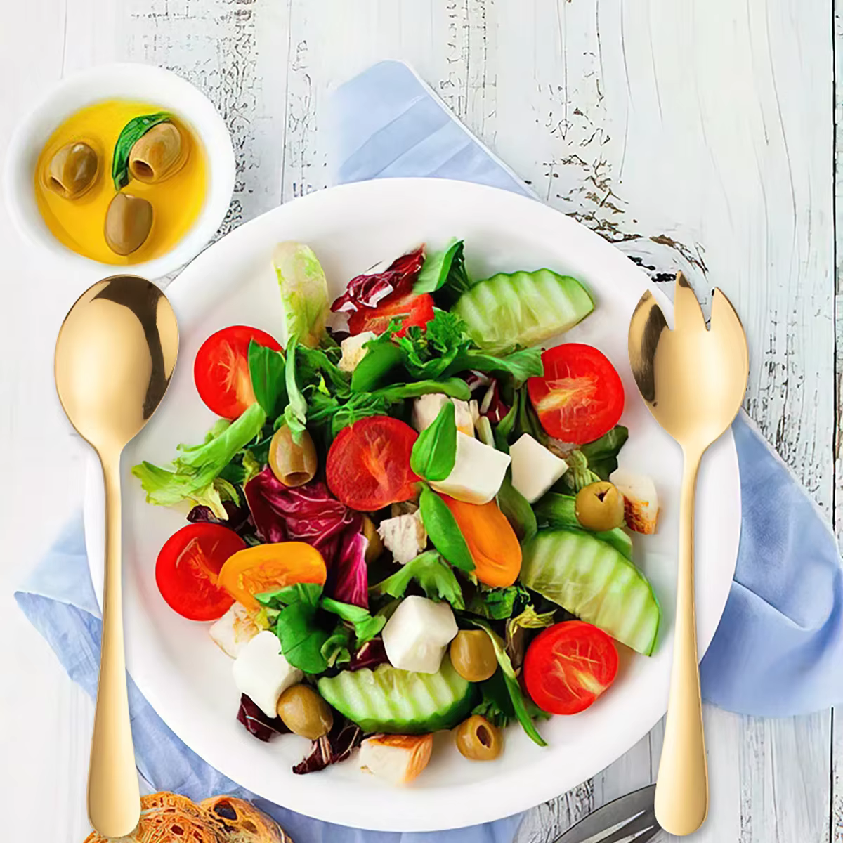 Gold salad servers
